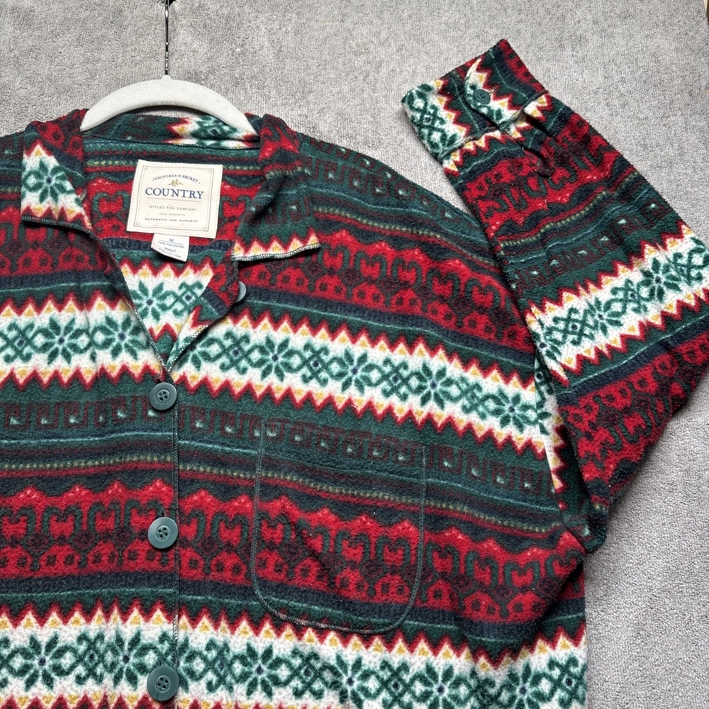Victoria's Secret Country Womens Fair Isle Pajama Top‎ Button Up Medium